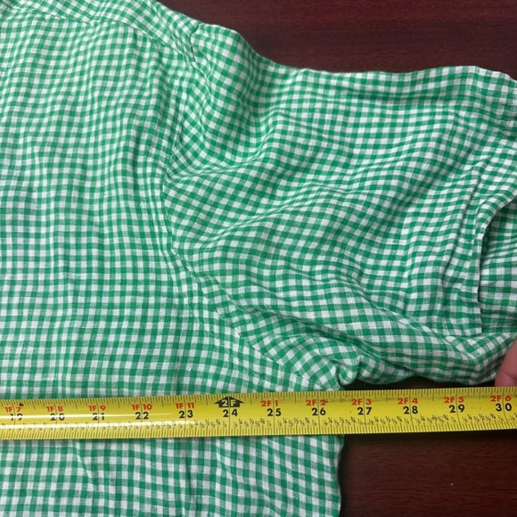 Ralph Lauren Linen Button Down Shirt Mens XXL Green Gingham Check Classic Fit SS - Picture 7 of 8